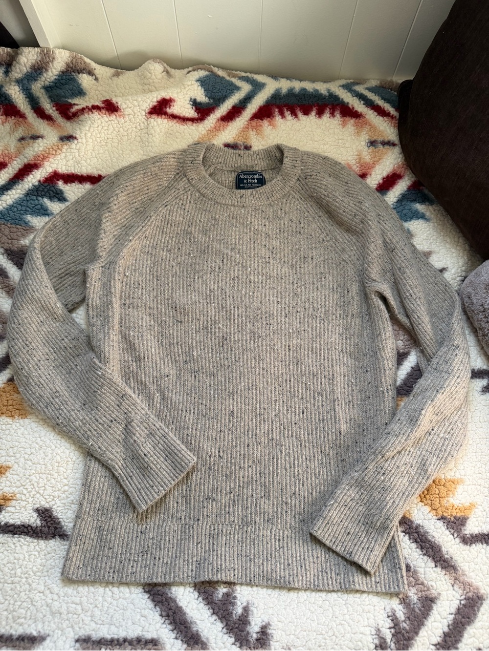 Abercrombie & Fitch Men's Crewneck Sweater in Heathered Taupe